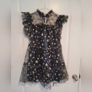 Peach Love Black Gold and Silver Star Dress